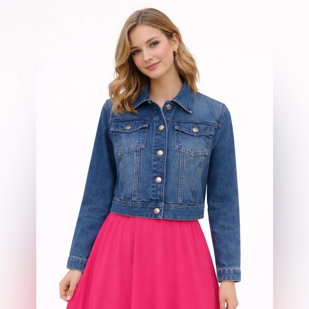Nicole Miller New York Cropped Denim Jacket Women’s Small NWOT